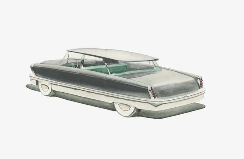 David Rowland 1949 grey automobile drawing