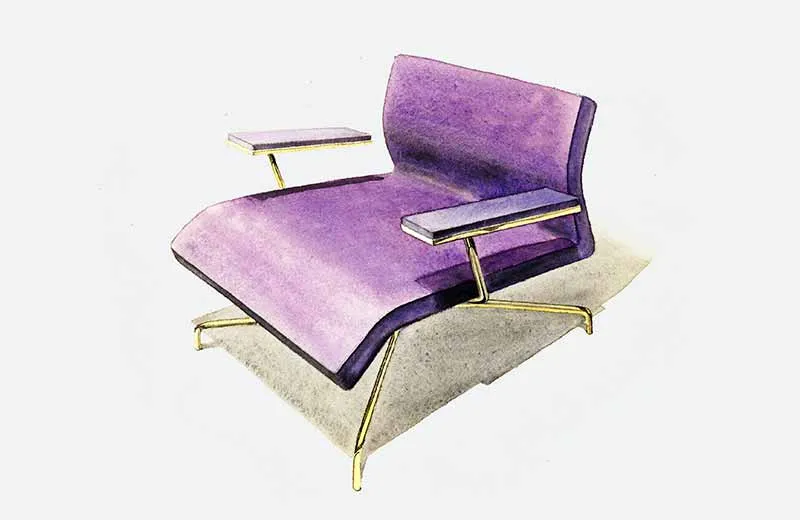 David Rowland 1953 lounge chair purple