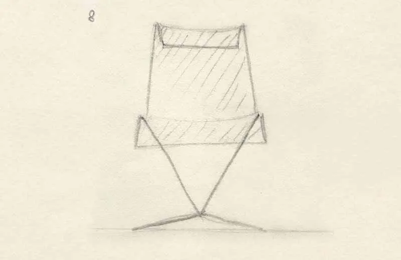 David Rowland 1957 mesh chair sketch